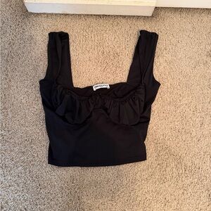 Princess Polly Black Ruffle Cropped Tank